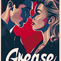 Buy canvas prints of Grease Retro Poster by Steve Smith