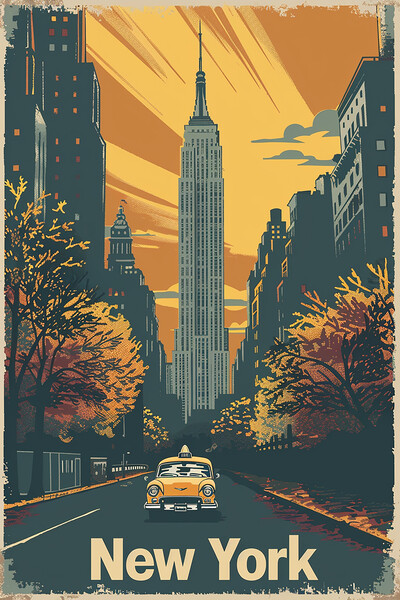 New York Retro Poster Picture Board by Steve Smith