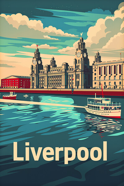 Liverpool Retro Poster Picture Board by Steve Smith