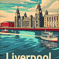 Buy canvas prints of Liverpool Retro Poster by Steve Smith
