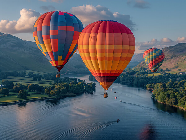 Hot Air Balloons Ullswater Picture Board by Steve Smith