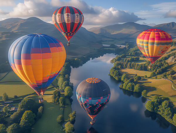 Hot Air Balloons Ullswater Picture Board by Steve Smith