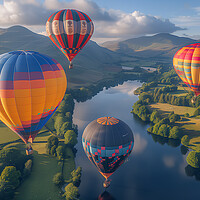 Buy canvas prints of Hot Air Balloons Ullswater by Steve Smith