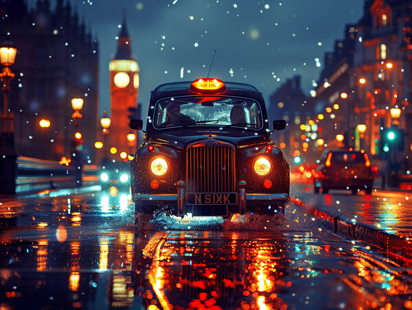 London Black Cab Picture Board by Steve Smith