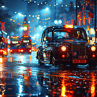 Buy canvas prints of London Black Cab by Steve Smith