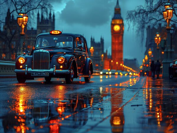 London Black Cab Picture Board by Steve Smith