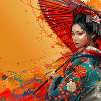 Buy canvas prints of Geisha Girl Art by Steve Smith
