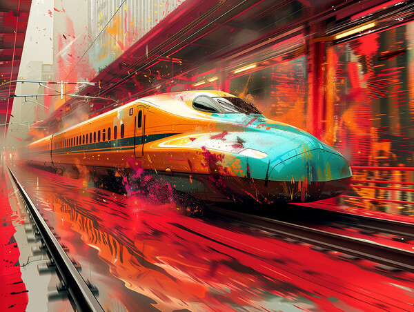 Japanese Bullet Train Art Picture Board by Steve Smith