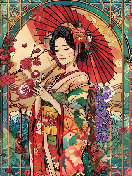 Geisha Girl Art Picture Board by Steve Smith