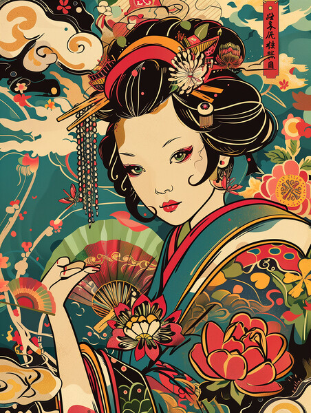 Geisha Girl Art Picture Board by Steve Smith