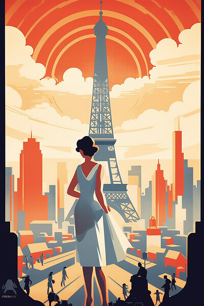 Vintage Travel Poster Paris Picture Board by Steve Smith