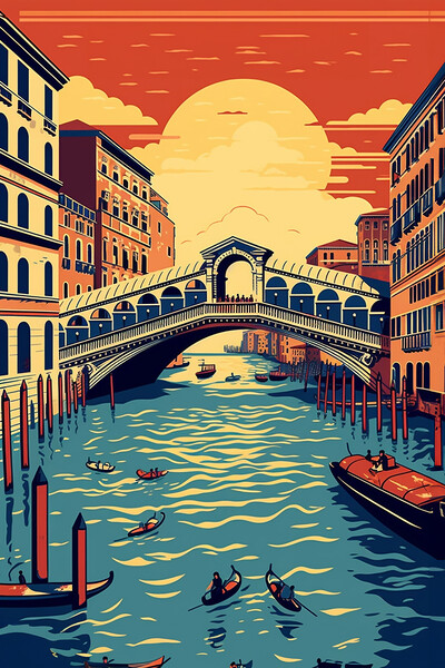 Vintage Travel Poster Venice Picture Board by Steve Smith