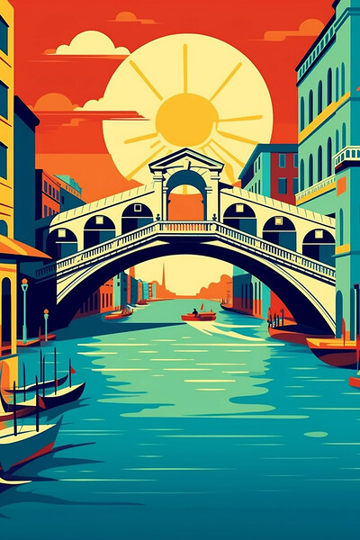Vintage Travel Poster Venice Picture Board by Steve Smith