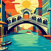 Buy canvas prints of Vintage Travel Poster Venice by Steve Smith