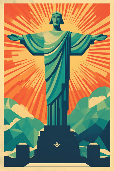 Vintage Travel Poster Rio De Janeiro Picture Board by Steve Smith