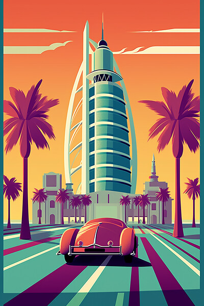 Vintage Travel Poster Dubai Picture Board by Steve Smith