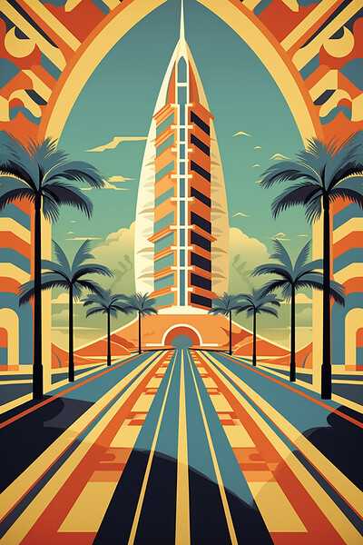 Vintage Travel Poster Dubai Picture Board by Steve Smith