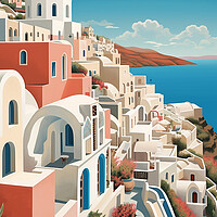 Buy canvas prints of Vintage Travel Poster Santorini by Steve Smith