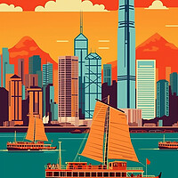 Buy canvas prints of Vintage Travel Poster Hong Kong by Steve Smith