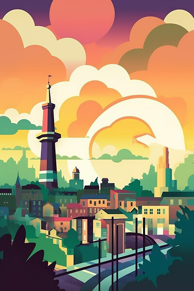 Vintage Travel Poster Berlin Picture Board by Steve Smith
