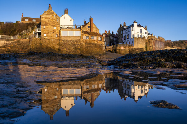 Reflections at Robin hoods Bay Picture Board by Tim Hill