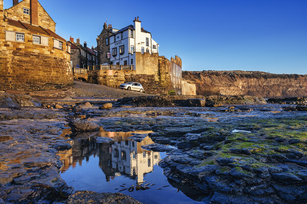 Captivating Reflections of Robin Hoods Bay Picture Board by Tim Hill