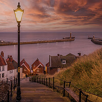 Buy canvas prints of Whitby 199 Steps at Sunset by Tim Hill