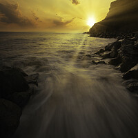 Buy canvas prints of Golden Sunrise over Whitby Cliffs by Tim Hill