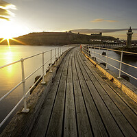 Buy canvas prints of Golden Sunrise over Whitby Pier by Tim Hill