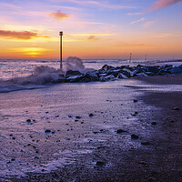 Buy canvas prints of Sunrise Waves at Withernsea Beach by Tim Hill