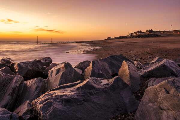Golden Hour on Withernsea Beach Picture Board by Tim Hill