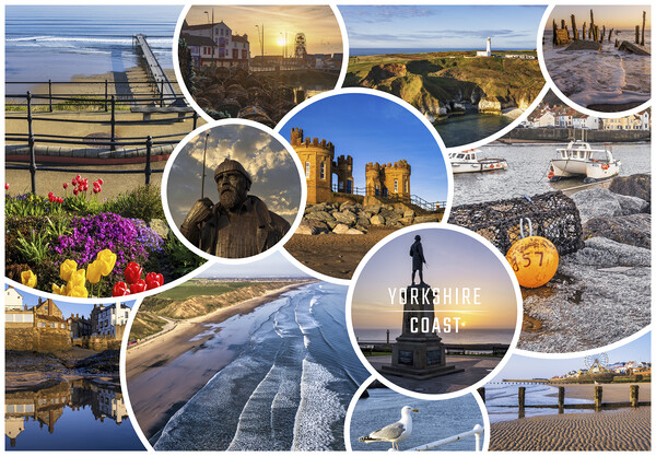 Yorkshire Coast Collage Picture Board by Tim Hill