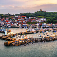 Buy canvas prints of Sunrise Glow over Scarborough Harbour by Tim Hill