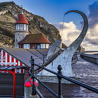 Buy canvas prints of Tunny fish Sculpture Scarborough by Tim Hill