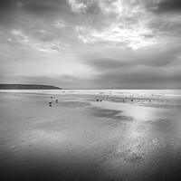 Buy canvas prints of Moody Seagulls on Filey Beach by Tim Hill