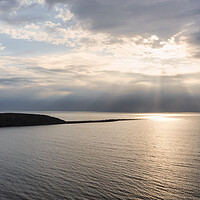 Buy canvas prints of Sunburst over Filey Brigg by Tim Hill