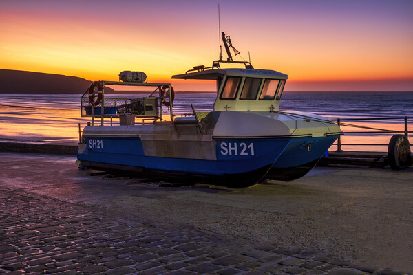 Filey boat ramp and Brigg at Sunrise Picture Board by Tim Hill