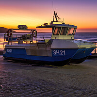 Buy canvas prints of Filey boat ramp and Brigg at Sunrise by Tim Hill