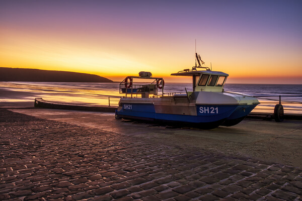 Filey fishing boat ramp at sunrise Picture Board by Tim Hill