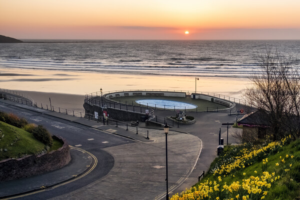 Golden Sunrise Over Filey Picture Board by Tim Hill