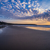 Buy canvas prints of Cloudy sunrise over Filey Beach by Tim Hill