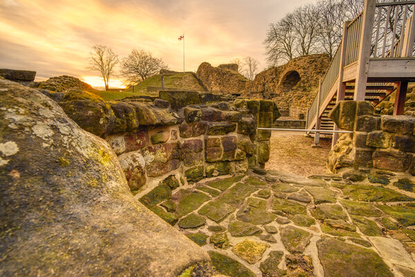 Pontefract Castle Sunrise Picture Board by Tim Hill
