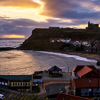 Buy canvas prints of Moody Whitby Sunrise by Tim Hill