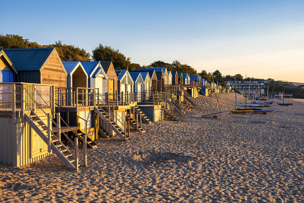Quirky Wooden Beach Huts at Sunrise Picture Board by Tim Hill