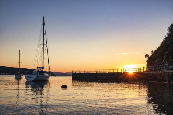 Abersoch boat marina Sunrise Picture Board by Tim Hill