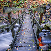 Buy canvas prints of Wooden Bridge Padley Gorge by Tim Hill
