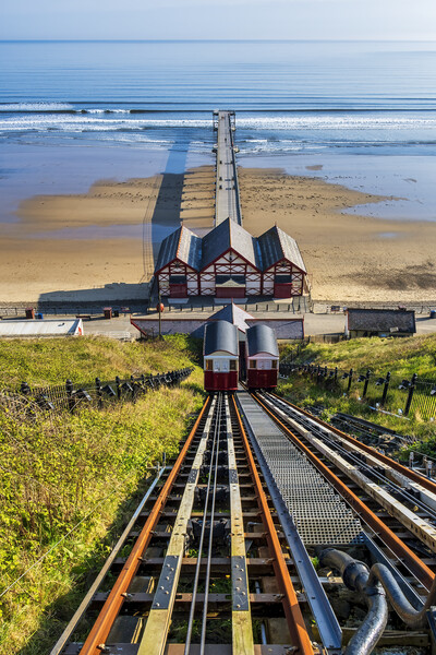 Saltburn Cliff Lift or Funicular Railway Picture Board by Tim Hill