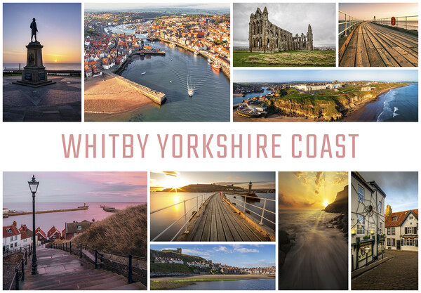 Whitby Yorkshire Coast Collage Picture Board by Tim Hill