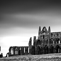 Buy canvas prints of Whitby Abbey in Black and White by Tim Hill