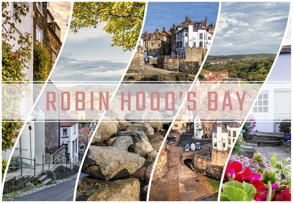 Robin Hoods Bay Collage Picture Board by Tim Hill